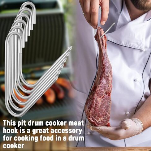 Teenyyou 6pcs Pit Barrel Cooker Meat Hooks, Stainless Steel Smoker Hooks for Smoking, Drying, Butchering, BBQ, Grilling, Jerky in Kuwait