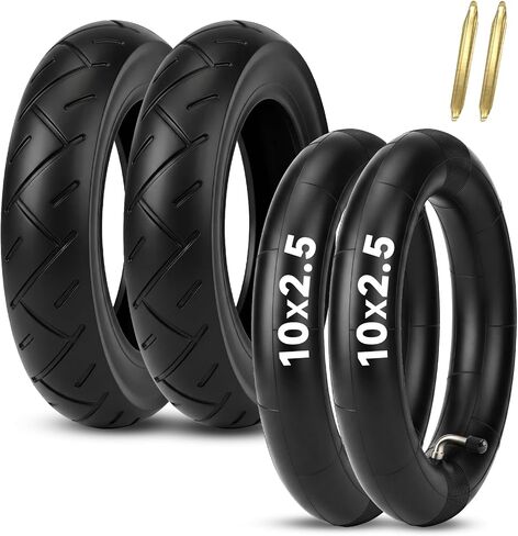 EMERK 10x2.5 أنابيب داخلية للسكوتر الكهربائي (عبوتان)، أنابيب مطاطية بوتيل مع صمام منحني 90 درجة، مناسبة لمحركات المحور 36 فولت 48 فولت 400 واط 500 واط 800 واط والدراجات البخارية الكهربائية in Kuwait