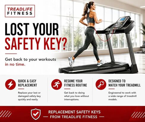 Treadmill Safety Key - Part No: SFP-T02-SK - Replacement for Various Sunny Health & Fitness Treadmills (Exact Models Listed) in Kuwait
