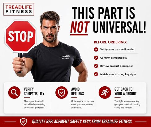 Treadmill Safety Key - Part No: SFP-T02-SK - Replacement for Various Sunny Health & Fitness Treadmills (Exact Models Listed) in Kuwait