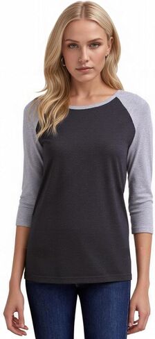 COUVER Women's Two Tone 3/4 Sleeve Raglan Baseball Shirt/Baseball Tee in Kuwait