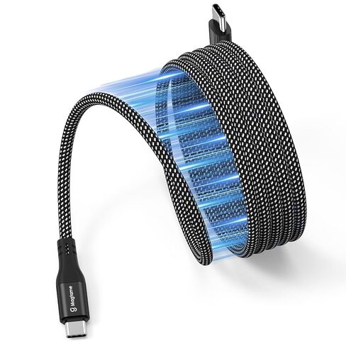 كابل USB C مغناطيسي، كابل USB C ملفوف إلى USB C 60 وات (3A)، سلك USB C قابل للسحب بطول 3.3 قدم، كابل شحن سريع من النوع C المضفر من النايلون متوافق مع الهاتف 15، لجهاز Samsung، Pad، جهاز USB C، أسود in Kuwait