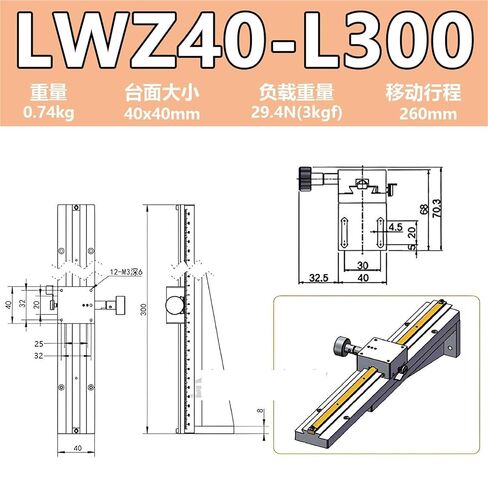 Swallowtail Groove Sliding Table Lwzlwx25/40/60 Position Adjustment Gear Rack Type Platform 1Pcs(LWZ40-L300【Z轴】) in Kuwait