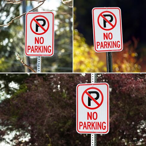 Faittoo Large No Parking Sign With Symbol Sign, 18"x 12" Engineer Grade Reflective Sheeting Rust Free Aluminum, Weather Resistant, Waterproof, Durable Ink, Easy to Mount in Kuwait