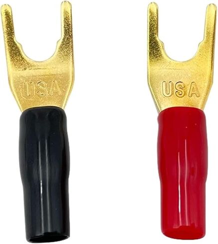20Pcs/4Pairs Y/U Spade Banana Connectors Gold Plated Solderless Fork Speaker Banana Plug Adapter(10 Red 10 Black) in Kuwait