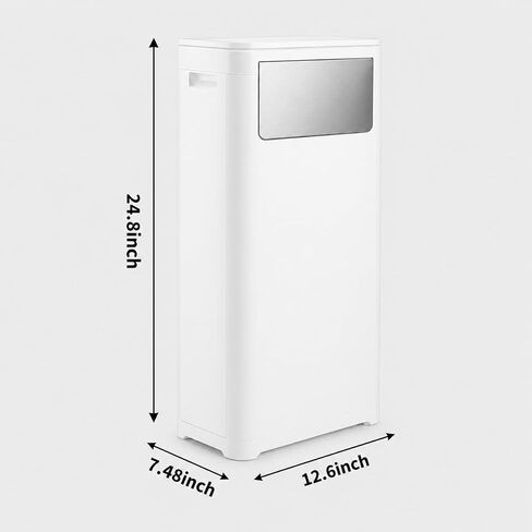 Kitchen Tall Skinny Trash Can,Waste Basket Fits in Narrow Spaces and Perfect for Commerical Offices with Lid,Slim Tall Garbage Can,Narrow Trash Can for Home,Bedroom,Kitchen,Living Room，White in Kuwait