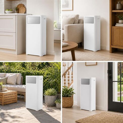 Kitchen Tall Skinny Trash Can,Waste Basket Fits in Narrow Spaces and Perfect for Commerical Offices with Lid,Slim Tall Garbage Can,Narrow Trash Can for Home,Bedroom,Kitchen,Living Room，White in Kuwait