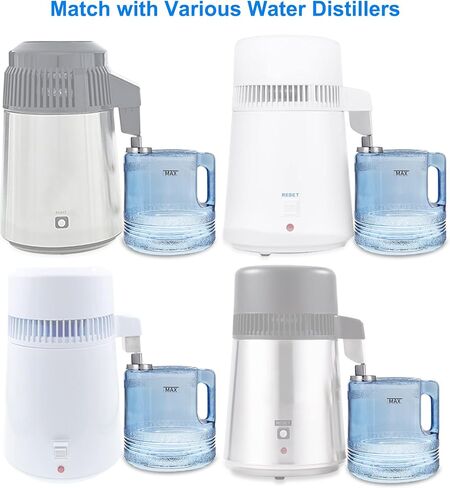 xcivi 4L/1Gallon حاوية المياه المقطر لتقطير المياه Megahome | زجاجة بديلة لتقطير سعة 1 جالون، هيكل آمن خالٍ من مادة BPA، أغطية وظيفية مزدوجة، تصميم خارجي قوي ومحمول in Kuwait