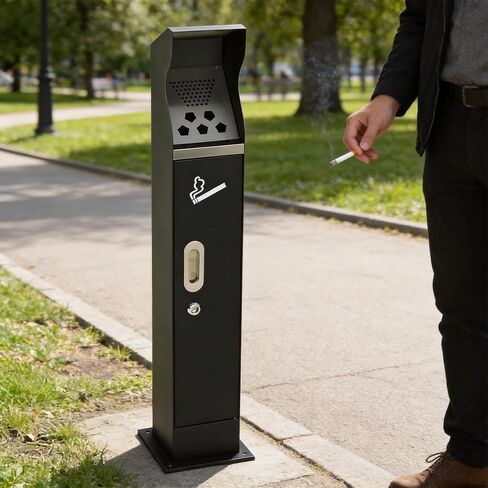 Commercial Trash Receptacle with Removable Bucket, Metal Ash Bin with Lockable, Metal Ash Can for Hotel, Restaurant, Office, Patio, Driveway, School in Kuwait