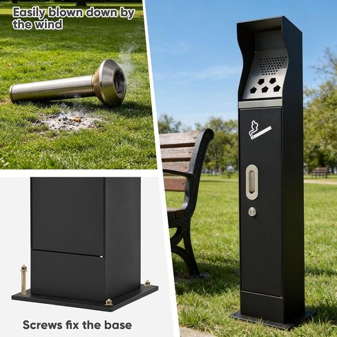 Commercial Trash Receptacle with Removable Bucket, Metal Ash Bin with Lockable, Metal Ash Can for Hotel, Restaurant, Office, Patio, Driveway, School in Kuwait