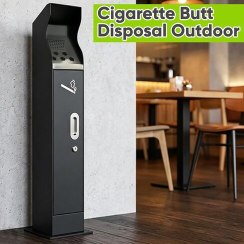Commercial Trash Receptacle with Removable Bucket, Metal Ash Bin with Lockable, Metal Ash Can for Hotel, Restaurant, Office, Patio, Driveway, School in Kuwait
