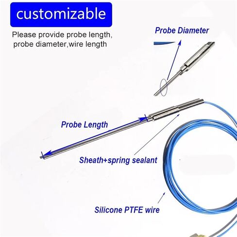 1PC 1M Thermocouple Wire Type K WRNK-191 Armored Temperature Sensor with Flexible Temperature Probe Dia=1mm-8mm L=50-300mm | Probe 1x50mm in Saudi Arabia