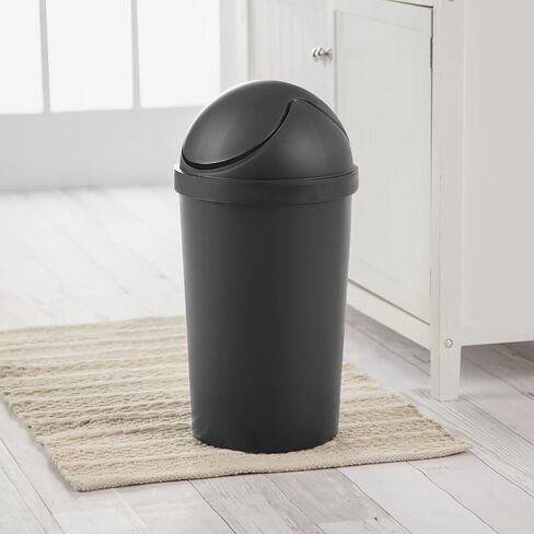 Bathroom Trash Can, 3 Gallon Small Plastic Garbage Bucket Bin with Swing Top Lid, Black in Saudi Arabia
