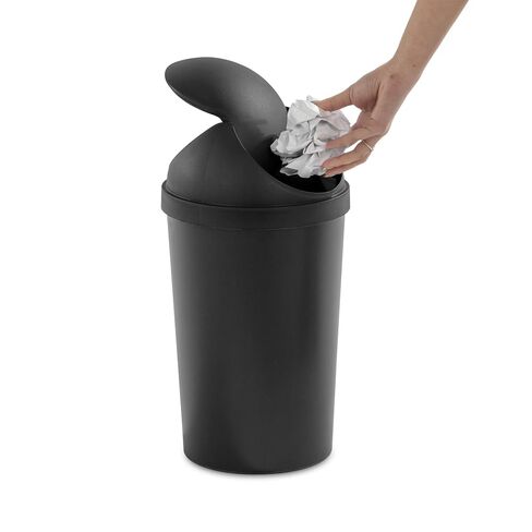 Bathroom Trash Can, 3 Gallon Small Plastic Garbage Bucket Bin with Swing Top Lid, Black in Saudi Arabia