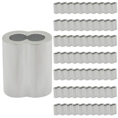 50PCS 5/32" Cable Crimp Sleeves,Aluminum Wire Rope Crimping Loop Sleeve Double Barrel Crimp Sleeves,Cable Ferrules for Cable and Wire Rope(M4-5/32") in Kuwait