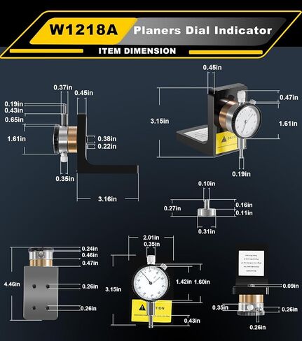 مؤشر قرص W1218A بقاعدة مغناطيسية متينة 360 درجة لوصلات النجارة وإعداد مقاييس ارتفاع سهلة ودقيقة ±.001 بوصة، استبدل W1218A in Kuwait