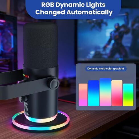 ميكروفون ديناميكي XLR USB للتسجيل الصوتي والألعاب مع مقبس سماعة الرأس والتحكم في مستوى الصوت وزر كتم الصوت. ميكروفون قلبي الشكل لبطاقات الصوت، والخلاطات، وأجهزة الكمبيوتر الشخصية، وأجهزة MAC (ميكروفون مزود بحامل ذراع بوم) in Kuwait