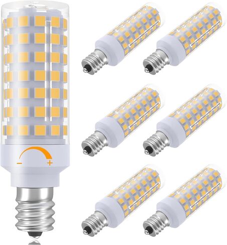 E12 LED لمبة عكس الضوء 7W أي ما يعادل 60W لمبة الهالوجين، أبيض دافئ 3000K T6 C7 E12 لمبة الشمعدانات 60 واط لمروحة السقف، إضاءة الثريا، AC120V Kx-2000 استبدال Bulbrite (6 حزمة) in Kuwait