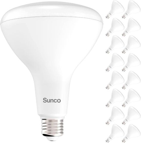 Sunco 16 Pack BR40 LED Light Bulbs 3000K Warm White, Indoor Flood Lights, Recessed Can Light Bulb, 1400 LM, 17W (100W Equivalent), Dimmable, E26 Base, for Home, Bedroom, Kitchen UL in Saudi Arabia