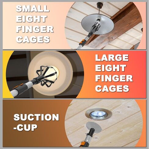 Buyplus 26FT Reach Light Bulb Changer for High Ceilings with 5-20FT Telescopic Extension Pole, Easy Flip-Tab Lock Bulb Changing Pole Extension with Basket and Suction Cup for Recessed Lights in Kuwait