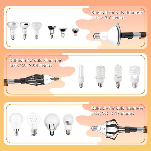 Buyplus 26FT Reach Light Bulb Changer for High Ceilings with 5-20FT Telescopic Extension Pole, Easy Flip-Tab Lock Bulb Changing Pole Extension with Basket and Suction Cup for Recessed Lights in Kuwait