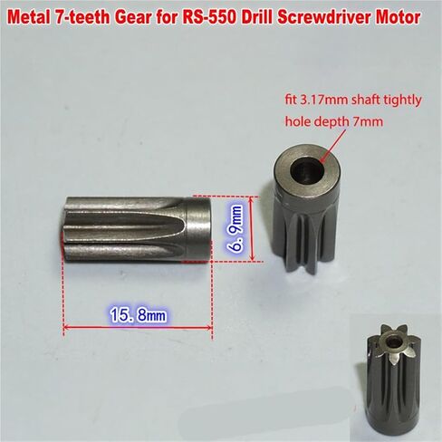 1PCS Steel Metal 7T Gear fit 3.17mm Shaft RS-550 in Kuwait