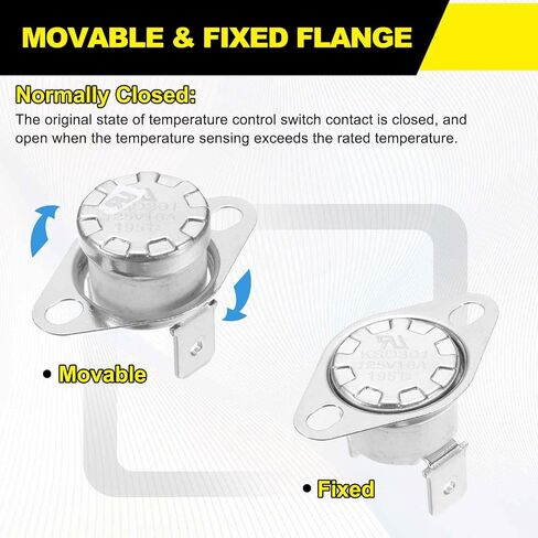 MECCANIXITY 2 Pack KSD301 Thermostat 180°C/356°F 16A Normally Closed N.C Adjust Snap Disc Temperature Switch, Thermal Cutoff Switch for Microwaves, Oven, Coffee Maker, Ceramic Material in Kuwait