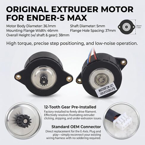 Original Extruder Motor for Creality Ender5-Max: E-Axis Circular Stepper Motor with High Torque Compatible with Creality Ender 5 Max 3D Printing. in Kuwait