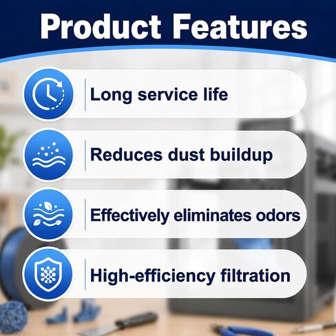 4 Pcs AD5M AD5X Air Filter, Activated Carbon Air Filter for Flashforge Adventurer 5M/ 5X/ 5M Pro, HEPA 13+ Activated Carbon Replacement Kit Filter for VOCs, PM2.5, Ultrafine Particles & Odors in Kuwait