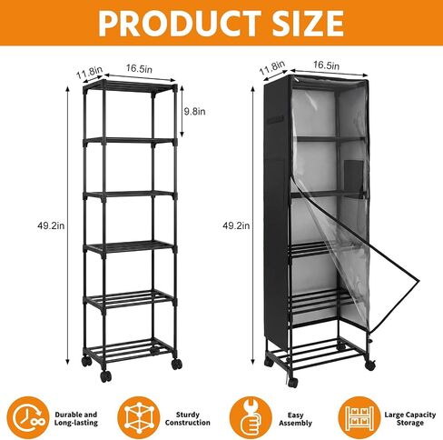 Yookeer 5 Tiers 3D Printer Filament Storage Rack Heavy Duty Filament Metal Holder Large Capacity Rolling Spool Organizer Shelf with Wheels and Dust Cover for 3D Printing Studio Home Office Workshop in Kuwait