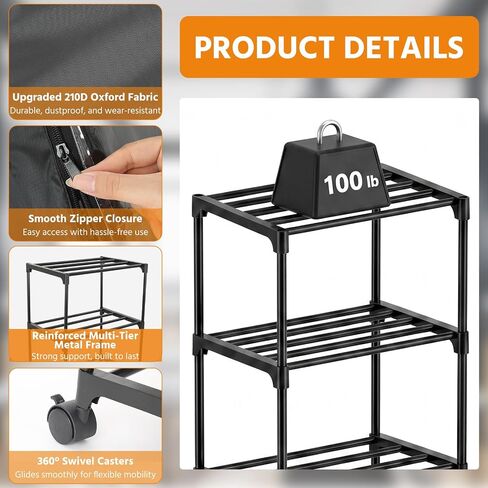 Yookeer 5 Tiers 3D Printer Filament Storage Rack Heavy Duty Filament Metal Holder Large Capacity Rolling Spool Organizer Shelf with Wheels and Dust Cover for 3D Printing Studio Home Office Workshop in Kuwait