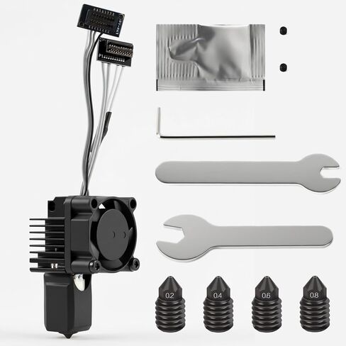 0.2/0.4/0.6/0.8mm Full Assembly Nozzle Kit for Bambu Lab P1P P1S | Full Assembly Hardened Steel Nozzle Kit with Ceramic Heater, Cooling Fan&Heating Block, Complete Hotend Nozzle Kit in Kuwait