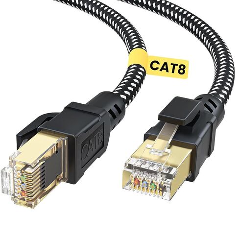 كابل إيثرنت BUSOHE Cat 8 بطول 25 قدمًا، كابل إنترنت شبكي مجدول عالي السرعة 40 جيجابت في الثانية 2000 ميجا هرتز مع موصل RJ45 مطلي بالذهب، كابل LAN عالي التحمل S/FTP مقاوم للأشعة فوق البنفسجية لجهاز التوجيه/الألعاب/الكمبيوتر الشخصي، 15 مقطعًا in Kuwait