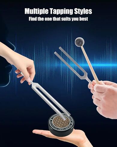 Black Handle Tuning Forks Set 128Hz 136.1Hz 256Hz 384Hz, Aluminum Alloy Precision Tuning Fork with Activator and Leather Pouch for Meditation, Sound Therapy & Chakra Balance in Saudi Arabia