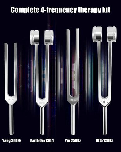 Black Handle Tuning Forks Set 128Hz 136.1Hz 256Hz 384Hz, Aluminum Alloy Precision Tuning Fork with Activator and Leather Pouch for Meditation, Sound Therapy & Chakra Balance in Saudi Arabia