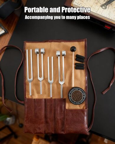 Black Handle Tuning Forks Set 128Hz 136.1Hz 256Hz 384Hz, Aluminum Alloy Precision Tuning Fork with Activator and Leather Pouch for Meditation, Sound Therapy & Chakra Balance in Saudi Arabia