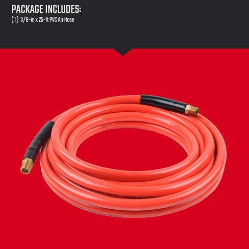 خرطوم هواء PVC مقاس 3/8 بوصة × 25 قدمًا من CRAFTSMAN، 300 رطل لكل بوصة مربعة، خفيف الوزن، مقاوم للالتواء مع مقيدات الانحناء، غير قابل للتشوه in Kuwait
