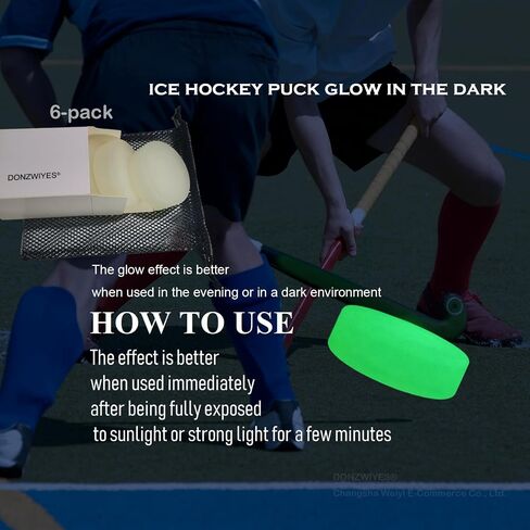 Glow in The Dark Ice Hockey Puck Party Puck Green Floor Puck for Youth Adults Outdoor Indoor Games and Practicing Shooting and Handling Skills 6-Pack with Storage Bag in Kuwait