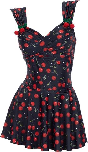 haikyuu Women Retro Cherry Swimsuit One Piece Swimdress Tummy Control Bathing Suit Vintage Swimwear in Kuwait