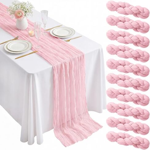 10 Pack Light Yellow Cheesecloth Table Runner 21x120 Inch Yellow Table Runner 10FT Long Boho Gauze Sheer Rustic Cheese Cloth Table Runners for Wedding Party Baby Shower Birthday Holiday Home Decor in Kuwait