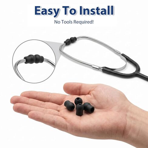6 PCS Universal Silicone Stethoscope Ear Tips Replacement | Stethoscope Ear Pieces, Comfortable Sealing Earbuds for Most Stethoscopes, Black in Kuwait