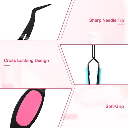 KINBOM Craft Tweezers, 3pcs Soft Grip Tweezers Stainless Steel Reverse Tweezers with Curved Tip and Straight Tip, Jewelry Making Tools & Accessories for Craft Beading Eyelash Nail Art Laboratory in Kuwait