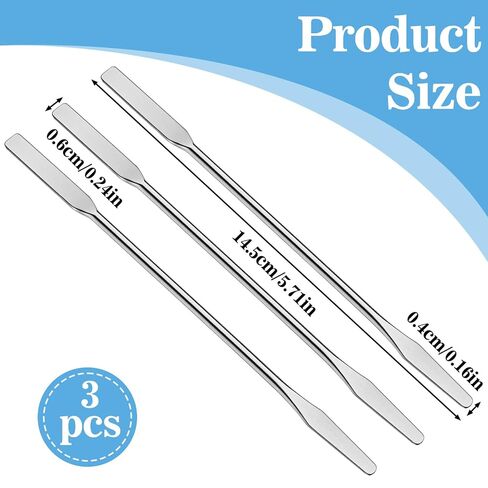 3 Pcs Lab Spatula, Laboratory Double-Ended Spatula, Mini Metal Micro Spatula, Square & Round Ends for Mixing Cosmetics, Silver in Saudi Arabia