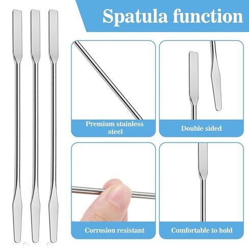 3 Pcs Lab Spatula, Laboratory Double-Ended Spatula, Mini Metal Micro Spatula, Square & Round Ends for Mixing Cosmetics, Silver in Saudi Arabia