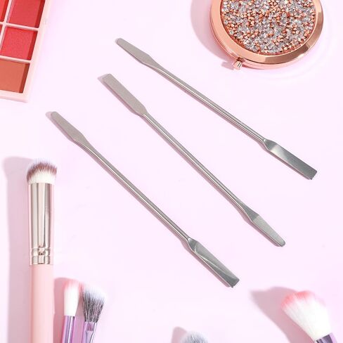 3 Pcs Lab Spatula, Laboratory Double-Ended Spatula, Mini Metal Micro Spatula, Square & Round Ends for Mixing Cosmetics, Silver in Saudi Arabia