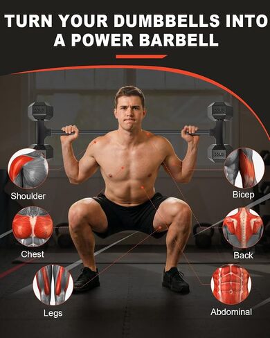 Dumbbell Barbell Converter, Transform Dumbbells to Barbell Bar Adcan support up to 200 lb, Suitable for home fitness use, Squats, Hip Thrust, Deadlifts in Saudi Arabia