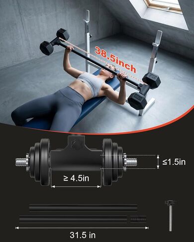 Dumbbell Barbell Converter, Transform Dumbbells to Barbell Bar Adcan support up to 200 lb, Suitable for home fitness use, Squats, Hip Thrust, Deadlifts in Saudi Arabia