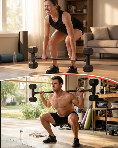 Dumbbell Barbell Converter, Transform Dumbbells to Barbell Bar Adcan support up to 200 lb, Suitable for home fitness use, Squats, Hip Thrust, Deadlifts in Saudi Arabia