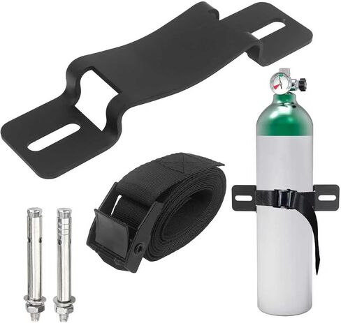 Wall Mount Gas Cylinder Holder with Safety Chain | 4"-12" Universal Propane Nitrogen Tank Bracket, Black in Saudi Arabia
