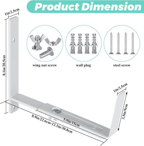 LANIAKEA 6 Pack Adjustable Planter Box Brackets 6 to 12Inches Window Box Brackets Heavy Duty Wall Mount Flower Box Holder for Garden, Patio, Balcony（White in Saudi Arabia